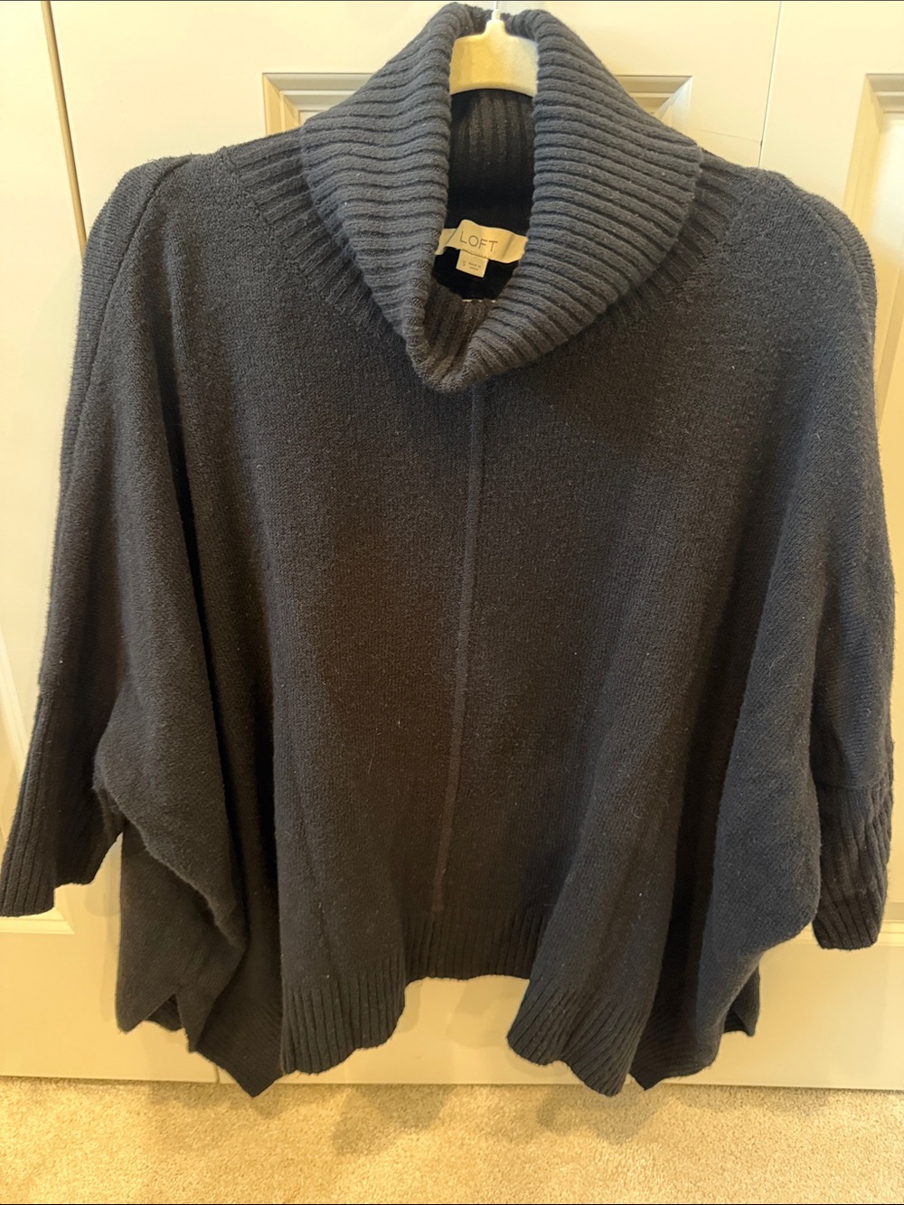 LOFT Black Ribbed Cowl Neck Sweater